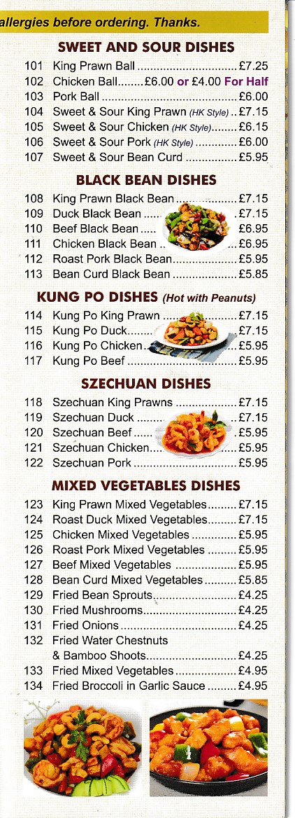 Menu of Angel's, Chinese takeaway in Barry