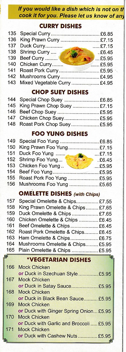 Menu of Angel's, Chinese takeaway in Barry