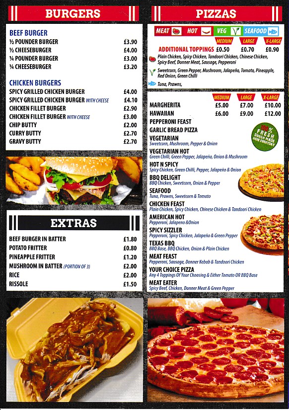 Menu of Athena, Fish Chips,Pizza, Kebab in Barry