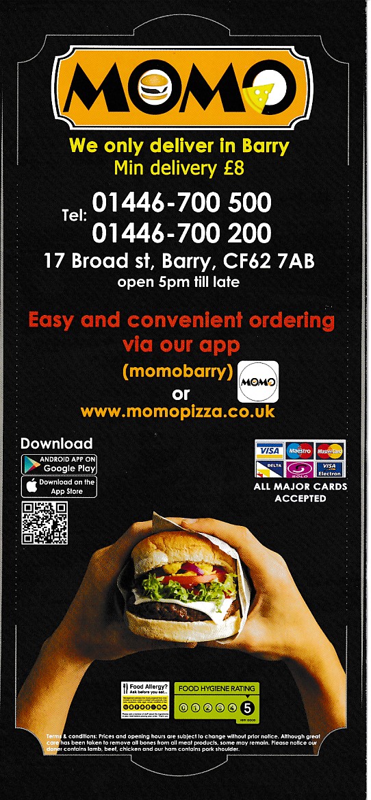 Menu of Momo Pizza Kebab Takeaway in Barry