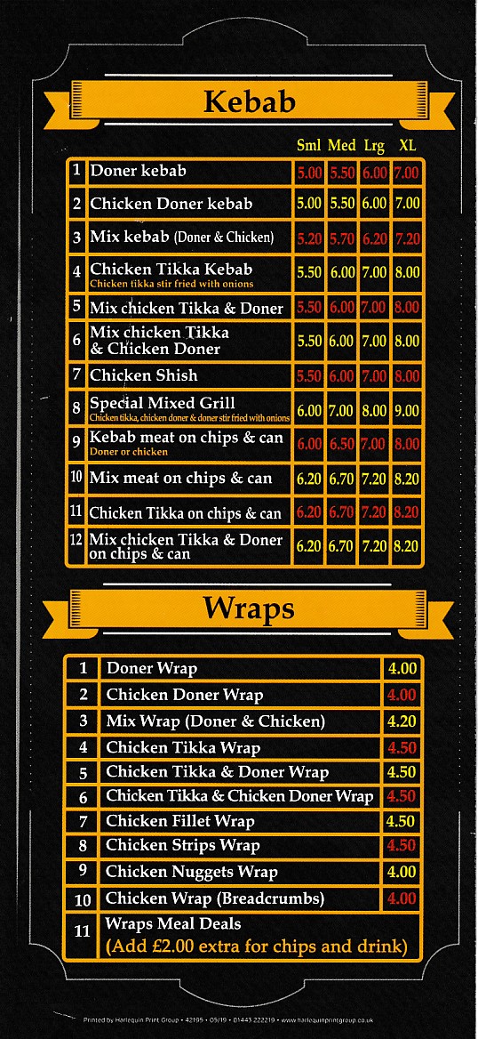 Menu of Momo Pizza Kebab Takeaway in Barry