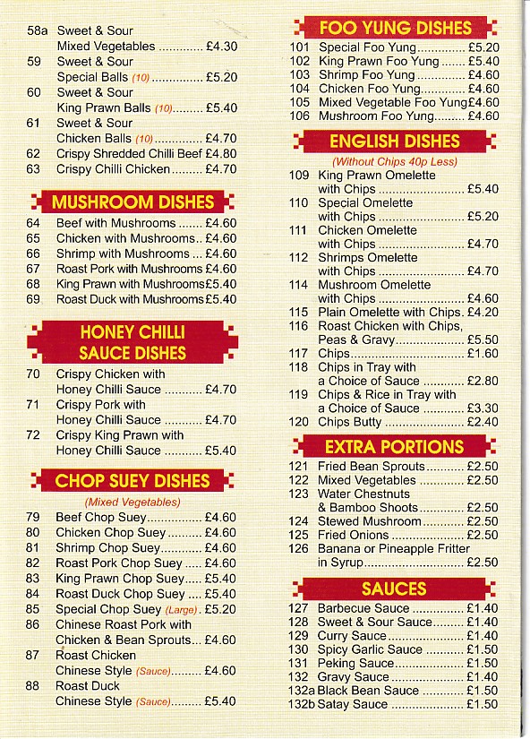 Menu of Let's Eat Cafe Chinese Food in Barry