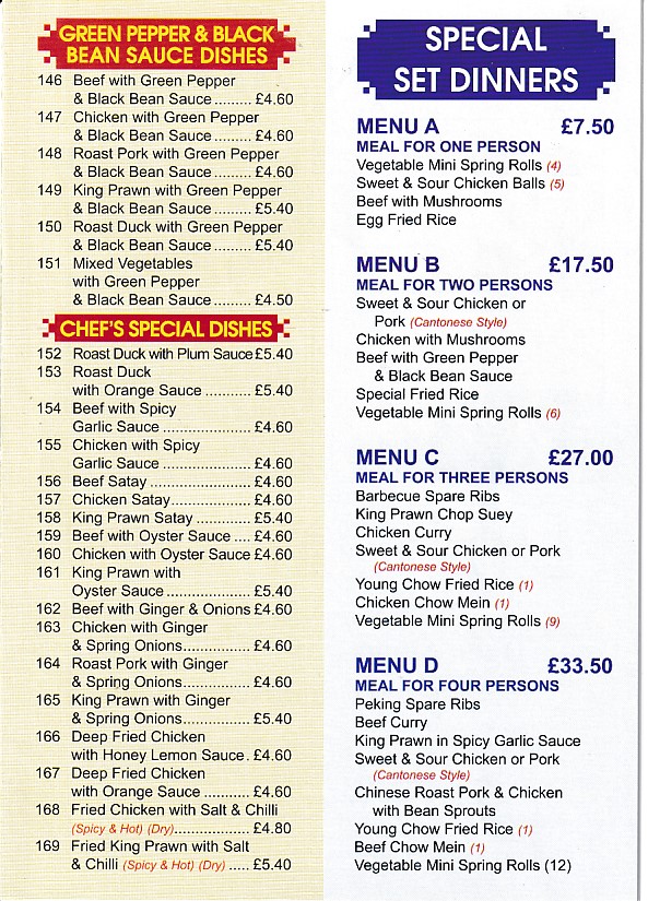 Menu of Let's Eat Cafe Chinese Food in Barry