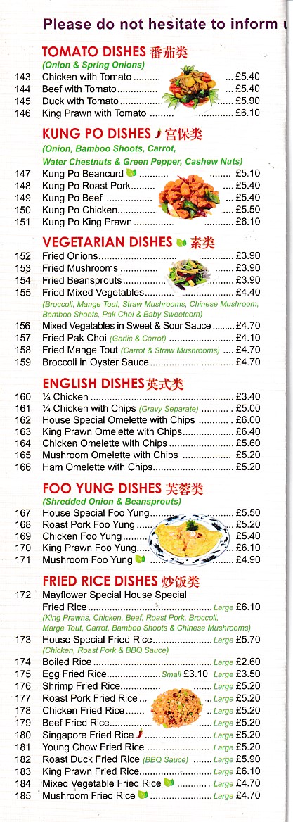 Menu of Mayflower Chinese Takeaway in Barry