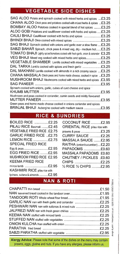 Menu of Menu of Rahil,Indian takeaway in Barry