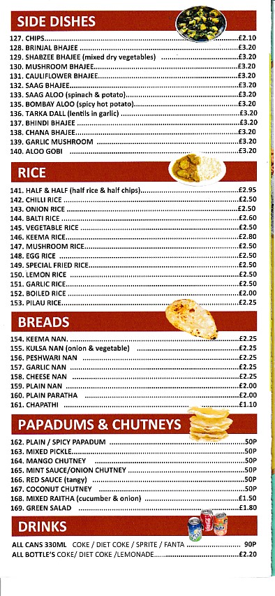 Menu of Chutney,Indian Takeaway in Penarth