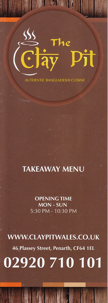 The Clay Pit Indian Takeaway in Penarth menu