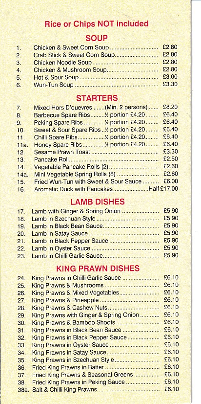 Menu Website of Kam Hung Chinese in Penarth