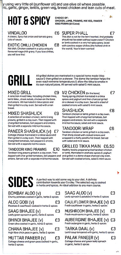 Menu Website of Saagor Indian takeaway Penarth