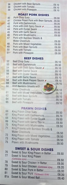 Menu of Tasty Oriental.Chinese Takeaway in Penarth