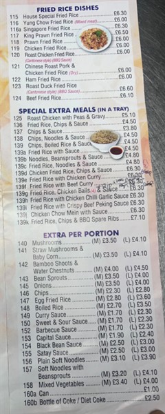 Menu of Tasty Oriental.Chinese Takeaway in Penarth