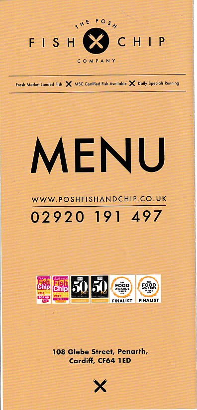 Menu of Posh Chip, in Penarth